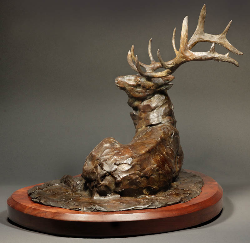 "Intermission" Yellowstone bull elk sculpture George Bumann