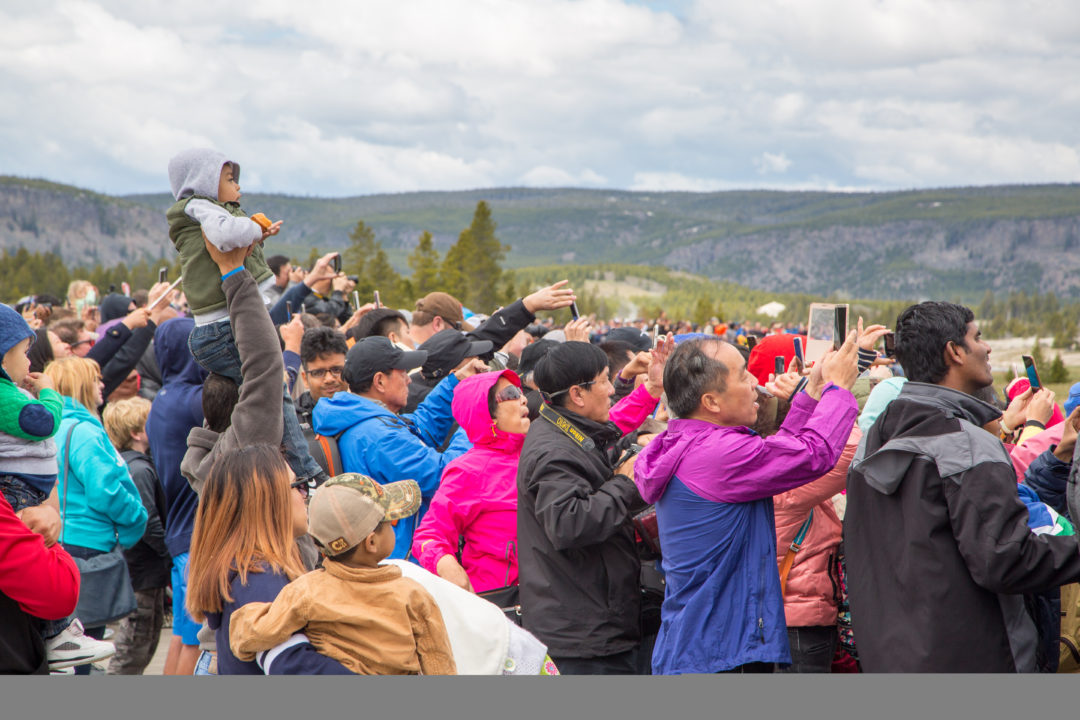 crowds at old faithful