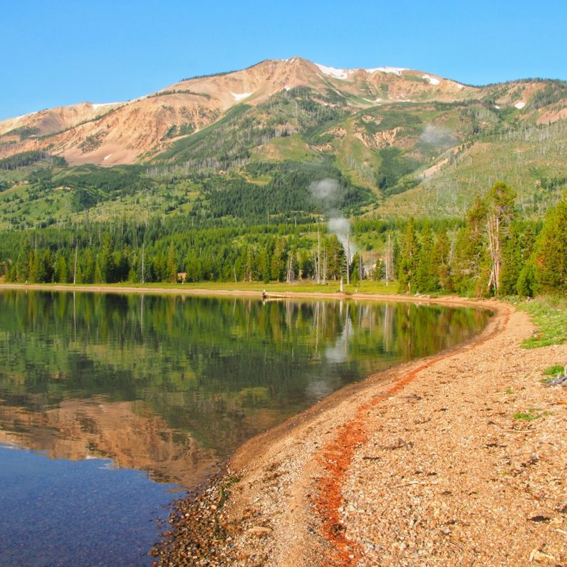 Heart Lake and Mount Sheridan in Yellowstone