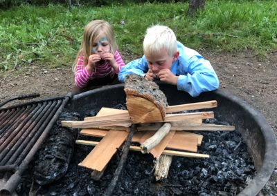 children building a campfire Grand Teton National Park