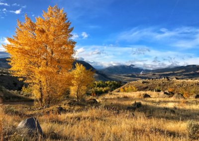 The hills just outside of Gardiner, Montana north of Yellowstone, with Bunsen Peak in the distance.