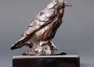 raven bronze wildlife sculpture George Bumann