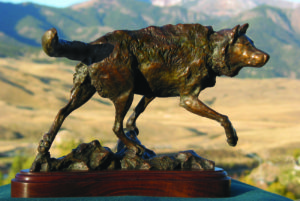 Border Patrol Yellowstone Wolf 21 Sculpture by George Bumann