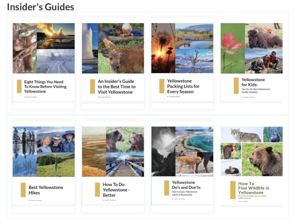 Yellowstone Resource Library insider guides for Yellowstone trip planning