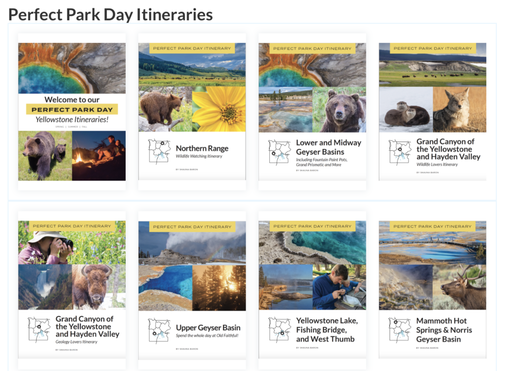 Yellowstone Resource Library Itineraries for Yellowstone trip planning