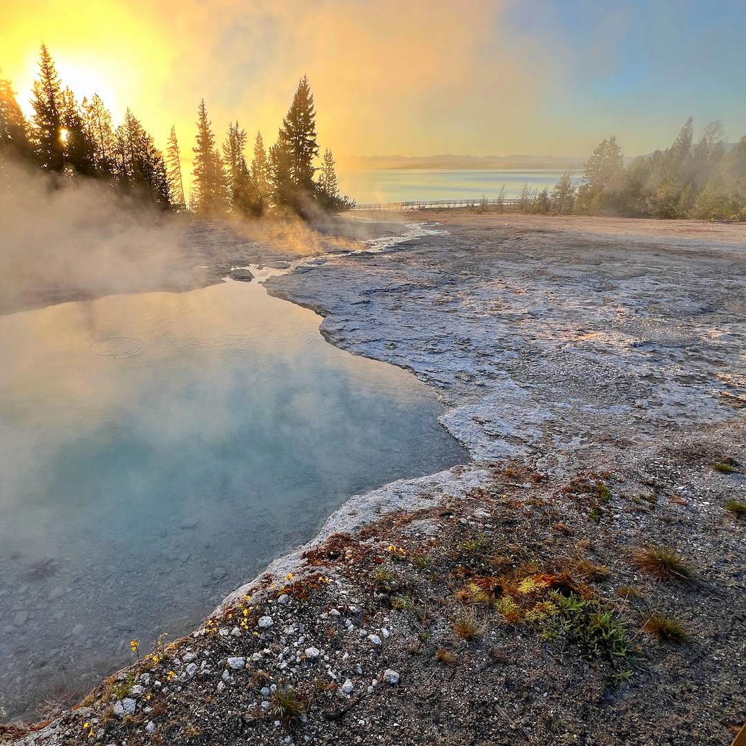 Sunrise at Yellowstone's West Thumb Geyser Basin