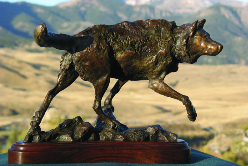 "Border Patrol" maquette bronze wolf sculpture druid peak pack wolf 21